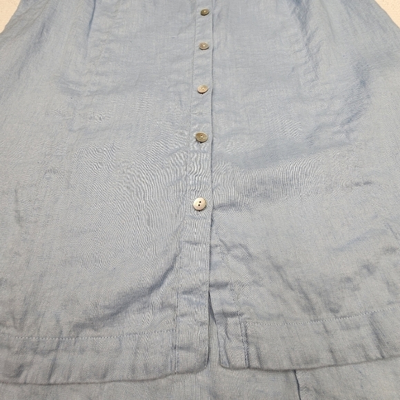 J. Jill Love Linen Light Blue Button Front Sleeveless Top Size Small Tall - Picture 6 of 10